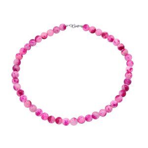 Watermelon Agate Beaded 335.35 ctw Necklace 18 Inches in Sterling Silver - NEW